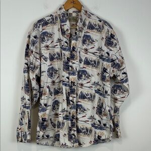 Vintage RedHead Button-Up Shirt Men’s Large Cream Bow Hunting Hunter Long Sleeve